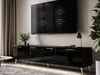 TV-Lowboard mit Türen und LED-Beleuchtung auf Goldenen Metallbeinen 200 cm Noaé Schwarz Hochglanz