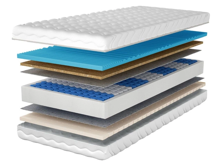 Taschenfederkernmatratze mit profiliertem Schaumstoff, Kokosmatte und Latex Tivo 120x200