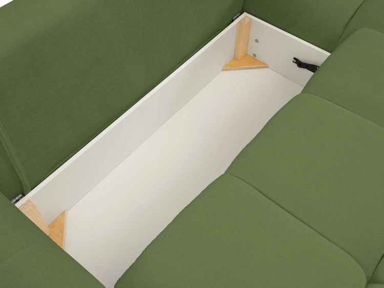 Ecksofa L-Form mit Schlaffunktion und Bettkasten Bene Grün