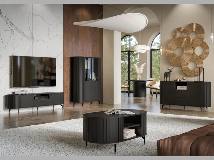 Couchtisch mit Stauraum Soria Schwarz mat