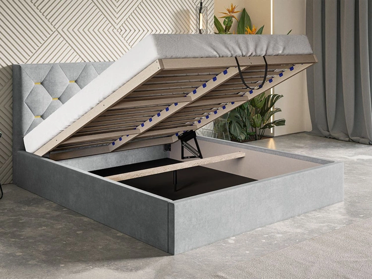 Polsterbett mit Bettkasten und Lattenrost 140x200 Salento Schwarz