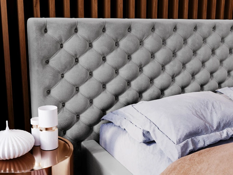 Polsterbett mit Bettkasten und Lattenrost 160x200 Madera Grau