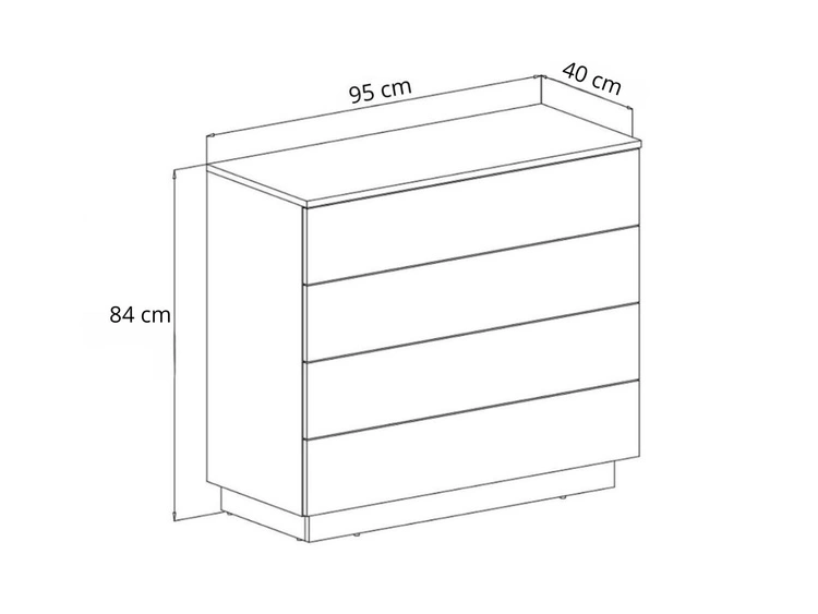Kommode mit vier Schubladen und LED-Beleuchtung Nuveo Weiß Hochglanz