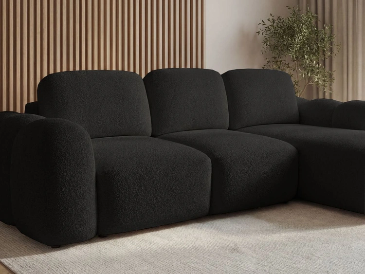 Ecksofa L-Form mit Schlaffunktion und Bettkasten Avelin Rechts Schwarz