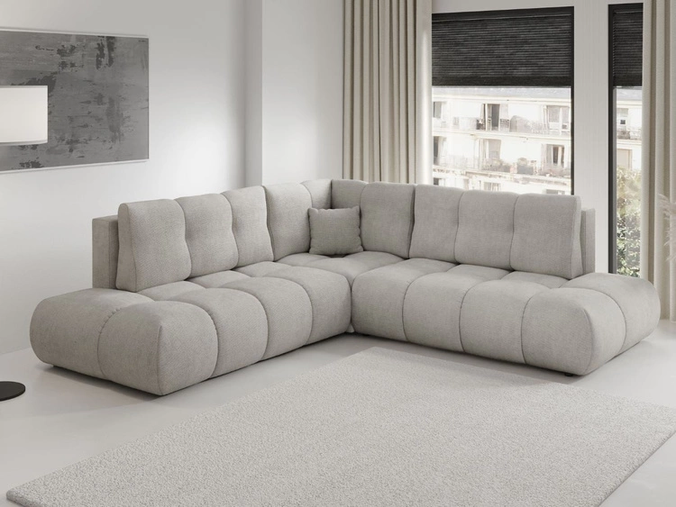 Ecksofa mit Schlaffunktion und Bettkasten Links Kair Hellgrau