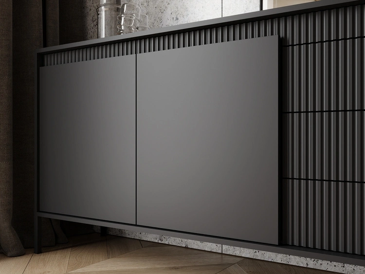 Kommode mit Türen und Schubladen 187 cm Sorano Schwarz