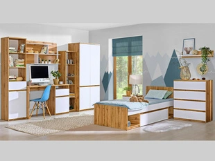 Möbel-Set für Jugendzimmer Arcadia Eiche Wotan, Weiß