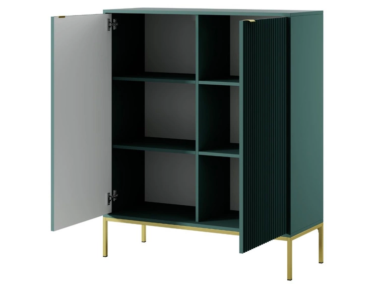 Kommode mit Türen Amber Grün, Gold Frame