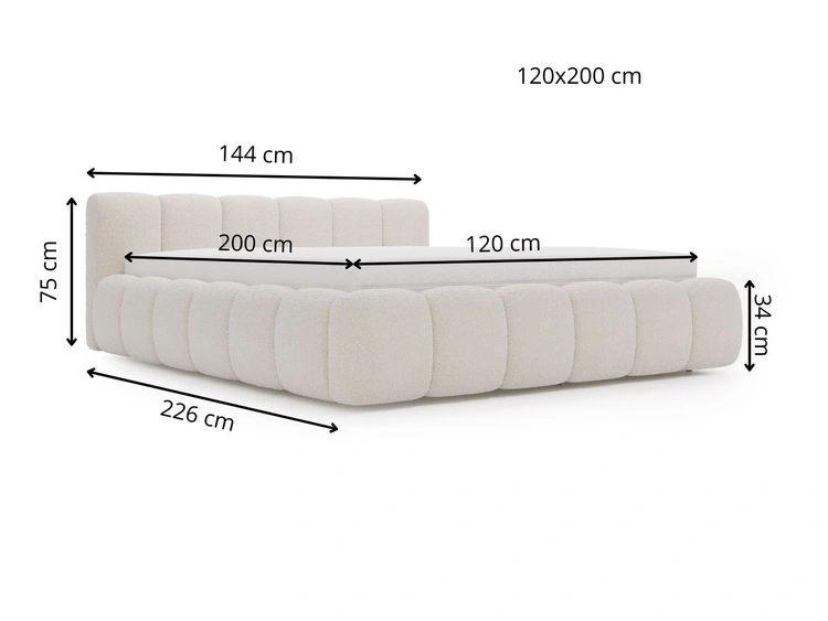 Polsterbett mit Bettkasten und Lattenrost 120x200 Cloud Bouclé-Stoff Braun