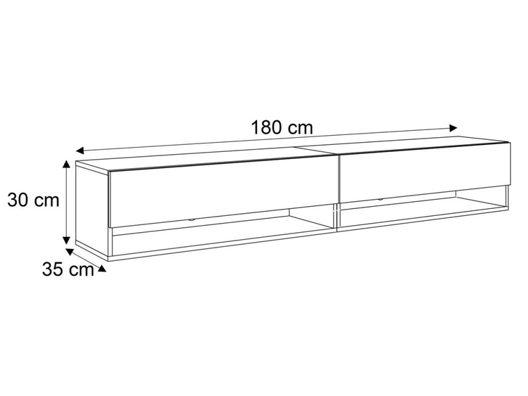 Hänge TV-Schrank 180 cm für Wohnzimmer mit LED-Beleuchtung Aurelie Kaschmir matt