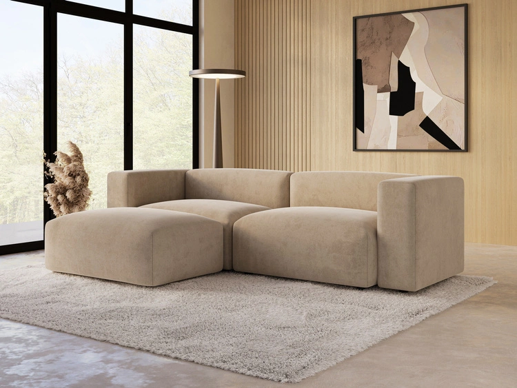 Ecksofa L-Form Links Moderne Cord Ecksofa Landi Beige