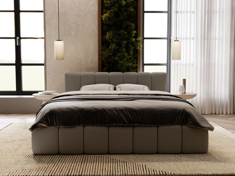 Polsterbett mit Bettkasten und Lattenrost 180x200 Split Grau