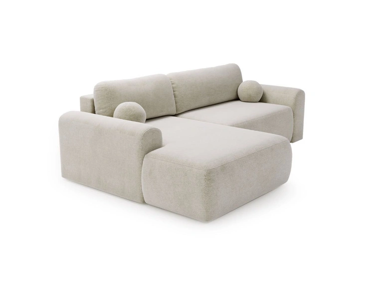Ecksofa L-Form mit Schlaffunktion und Bettkasten Savana Links Hellbeige