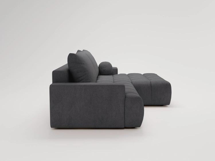 Ecksofa L-Form mit Schlaffunktion und Bettkasten Havi Rechts Graphit