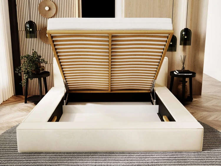 Polsterbett mit Bettkasten und Lattenrost 120x200 Mali Beige