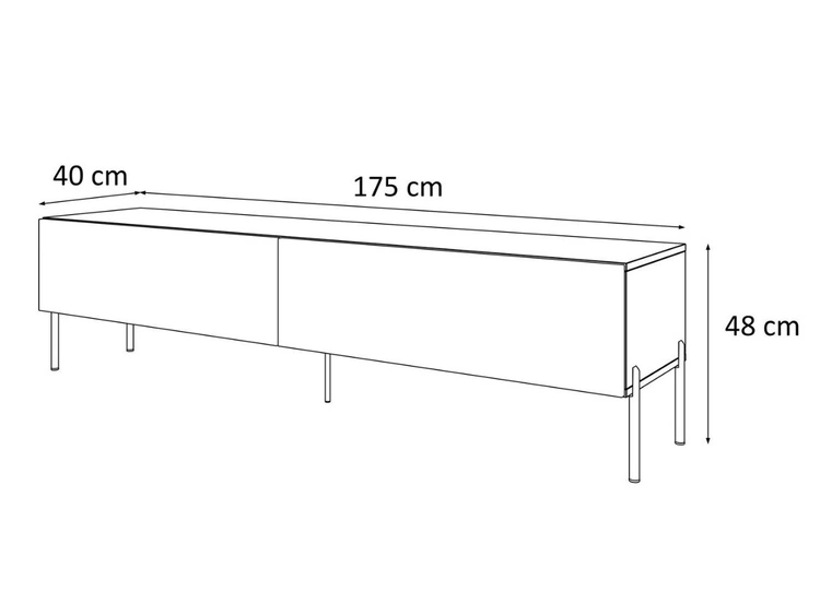 TV-Lowboard mit Türen auf Goldenen Metallbeinen 175 cm Sorelle Weiß Hochglanz