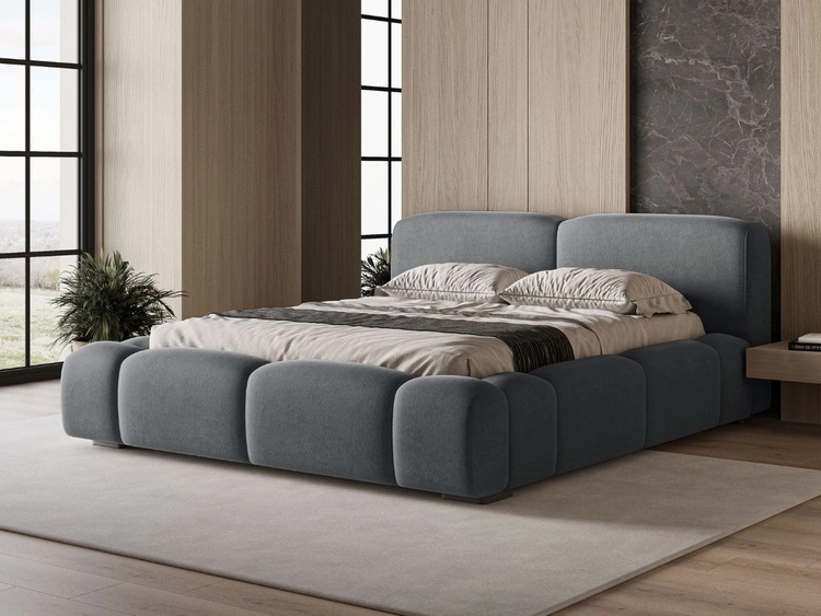 Polsterbett mit Bettkasten und Lattenrost 160x200 Aubi Dunkelgrau