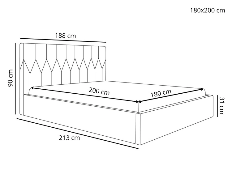 Polsterbett mit Bettkasten und Lattenrost 180x200 Gaja Grün