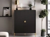Hohe Kommode, zweitürig, mit goldfarbenen Griffen und Füßen, Orlean schwarz matt