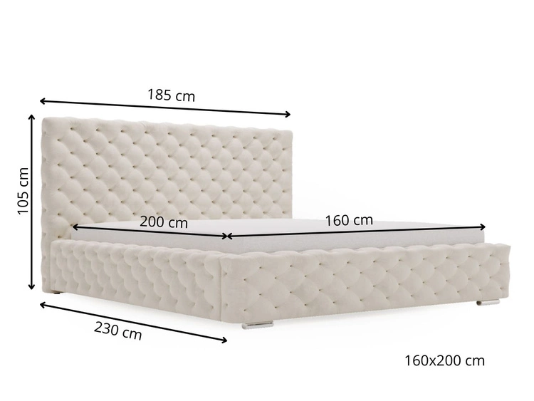 Polsterbett mit Bettkasten und Lattenrost 160x200 Astra Beige