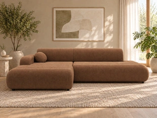 Ecksofa L-Form mit Schlaffunktion und Bettkasten Lisso Links Terrakotta