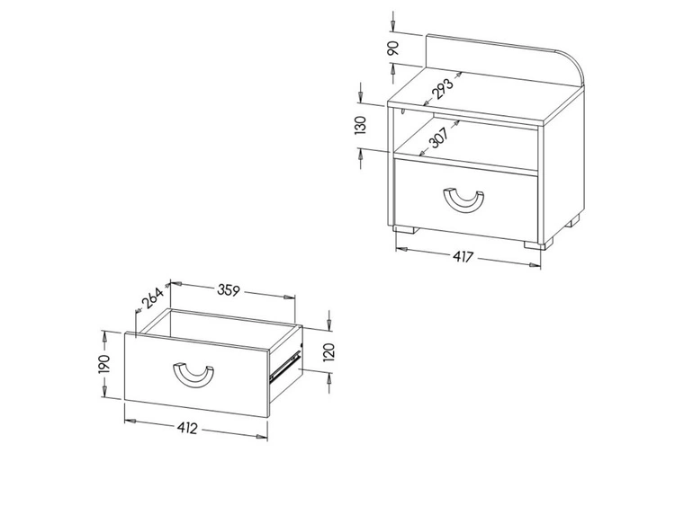 Möbel-Set für Jugendzimmer Casa Nash Eiche, Weiß, Grau