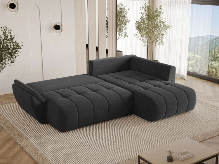 Ecksofa L-Form mit Schlaffunktion und Bettkasten Genoa Anthrazit