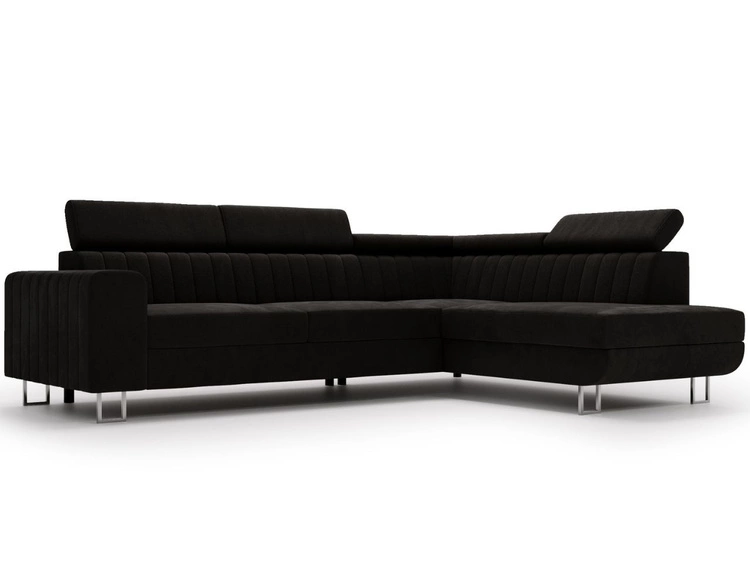 Ecksofa mit Schlaffunktion und Bettkasten Berona rechts Schwarz