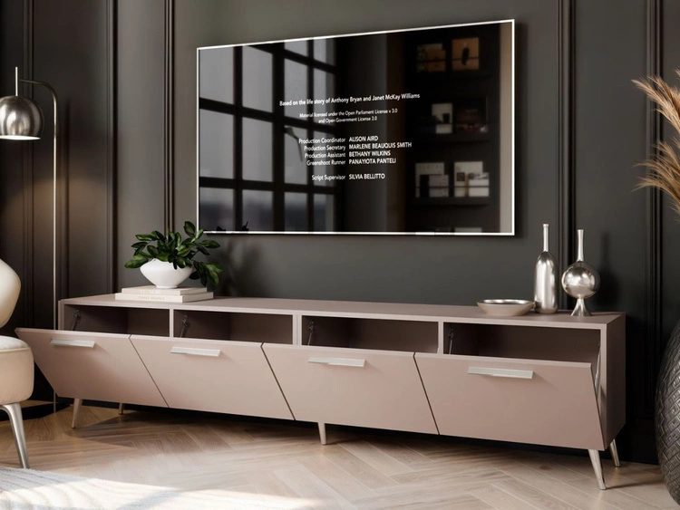 TV-Lowboard mit Türen auf Silbernen Metallbeinen 200 cm Noaé Kaschmir