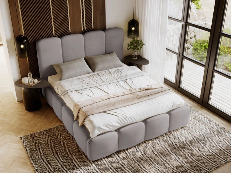 Polsterbett mit Bettkasten und Lattenrost 200x200 Galli Grau