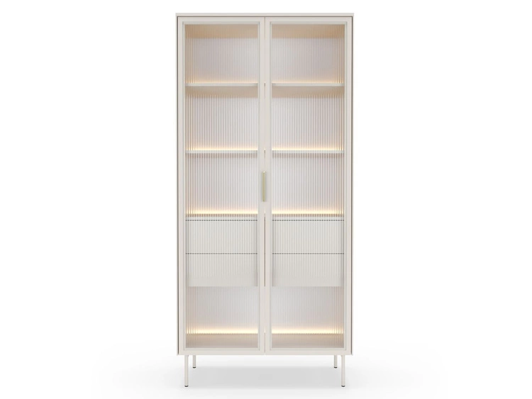 Glasvitrine mit Schubladen und LED-Beleuchtung Lumina Kaschmir