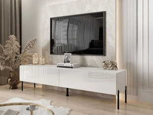 TV-Lowboard mit Türen auf Schwarzen Metallbeinen 175 cm Sorelle Weiß Hochglanz