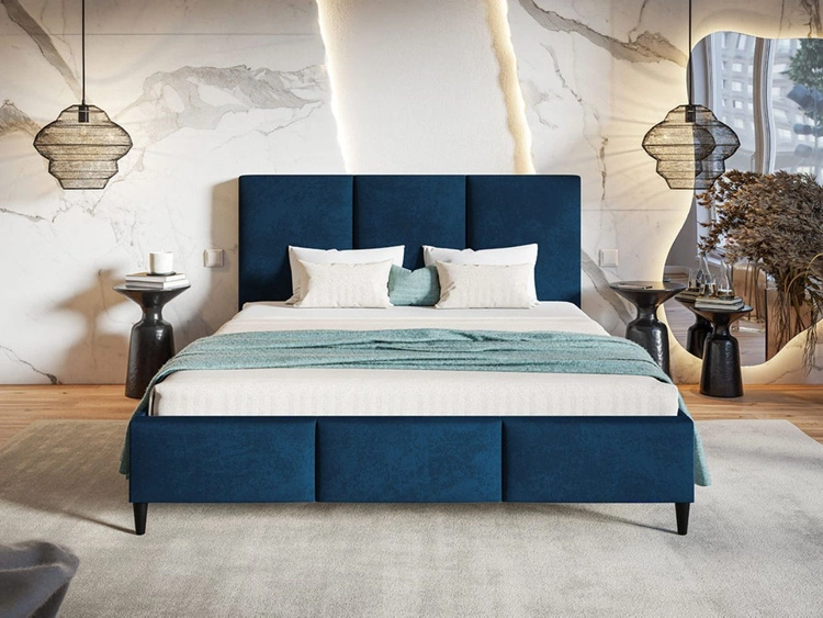 Polsterbett mit Lattenrost 140x200 Trio Dunkelblau