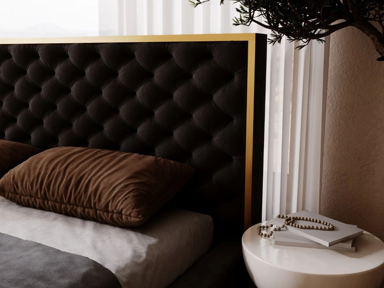 Polsterbett mit Bettkasten und Lattenrost 140x200 Wave Schwarz