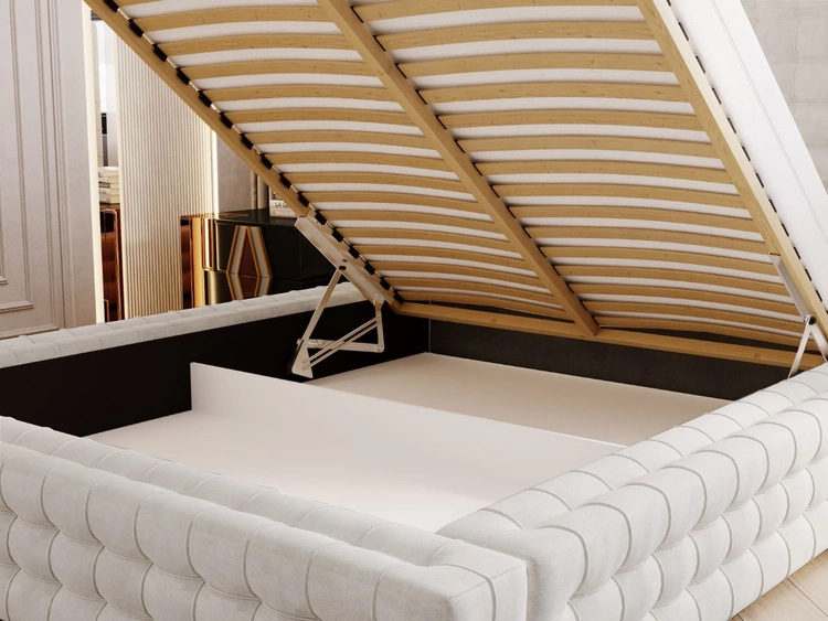 Polsterbett mit Bettkasten und Lattenrost 120x200 Barbados Creme