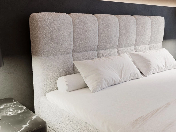 Boxspringbett mit Bettkasten 180x200 Bouclé-Stoff Alicante Grau