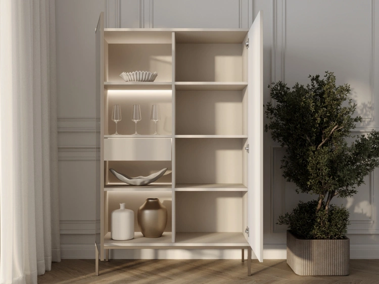 Vitrinenschrank mit Led Deo 166 cm Kaschmir