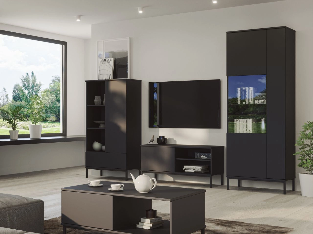 Wohnzimmerset Soroko Schwarz