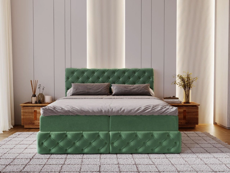 Boxspringbett mit Bettkasten 140x200 Canolo Grün
