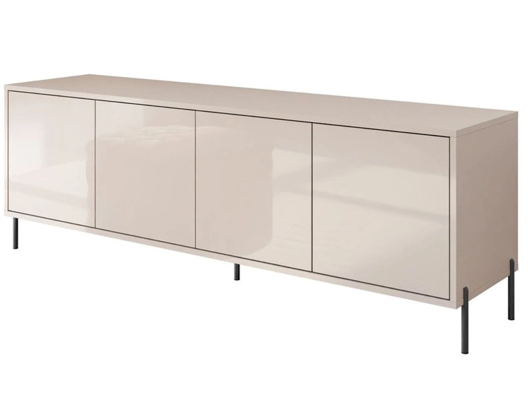 TV-Lowboard Glamour mit Türen schwarze Beine Vivance Kaschmir Hochglanz