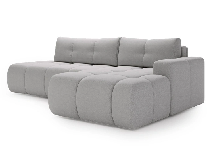 Ecksofa L-Form Rechts mit Schlaffunktion und Bettkasten Montero Grau