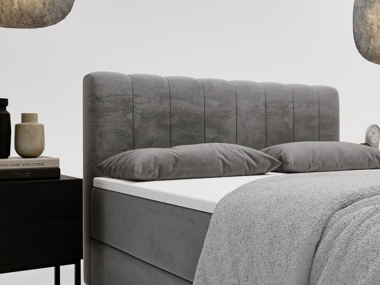 Boxspringbett mit Bettkasten 120x200 Forte Grau