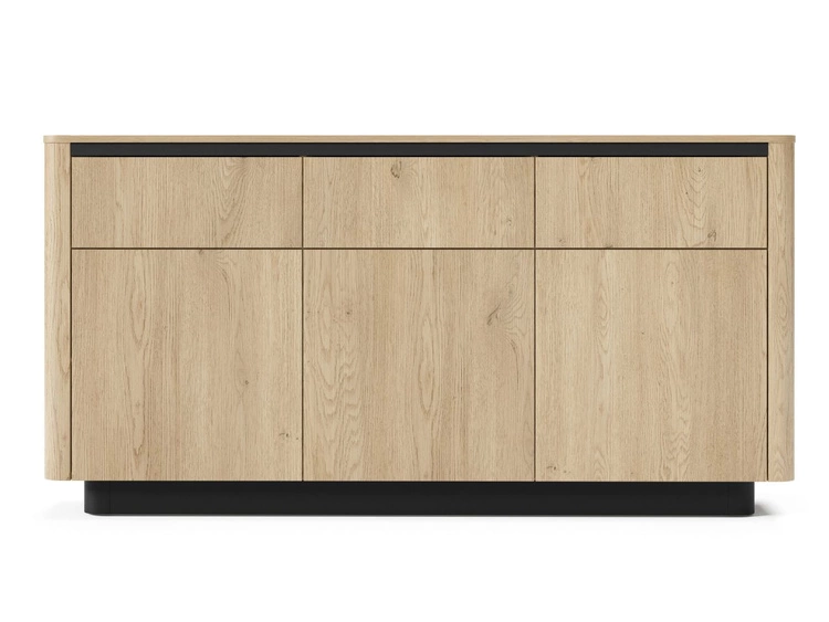 Kommode mit Türen und Schubladen 160 cm Fascino Eiche Cremona, Schwarz