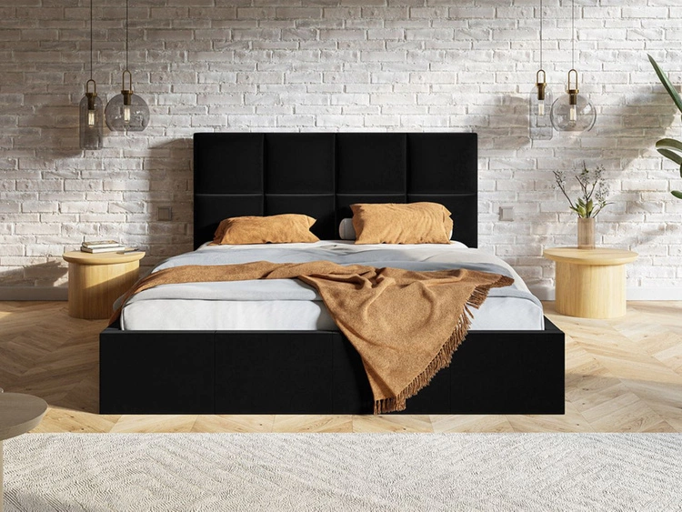 Polsterbett mit Bettkasten und Lattenrost 160x200 Malo Schwarz