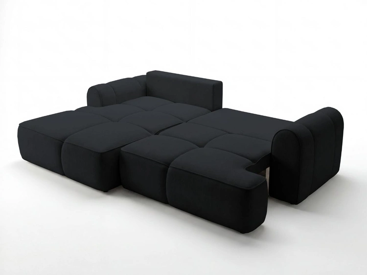 Ecksofa L-Form Links mit Schlaffunktion und Bettkasten Bonno Schwarz