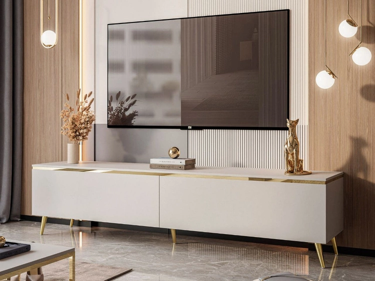 TV-Schrank 180 cm mit goldenen Metallbeinen im Glamour-Stil Evare Kaschmir