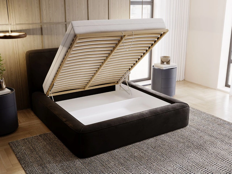 Polsterbett mit Bettkasten und Lattenrost 120x200 Amaro Schwarz