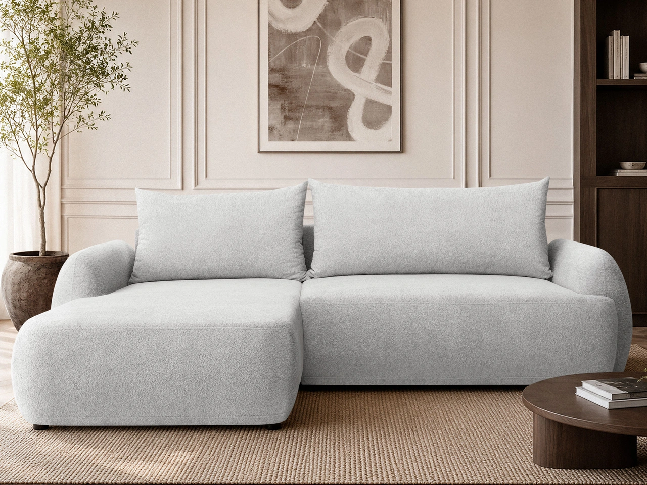 Ecksofa L-Form mit Schlaffunktion und Bettkasten Levio Grau