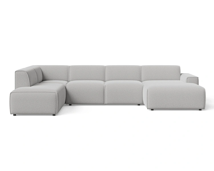 Wohnlandschaft Links Belluno Bouclé-Stoff Grijs