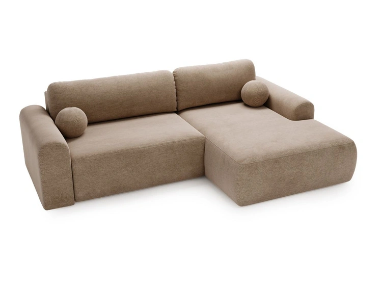 Ecksofa L-Form mit Schlaffunktion und Bettkasten Savana Rechts Dunkelbeige